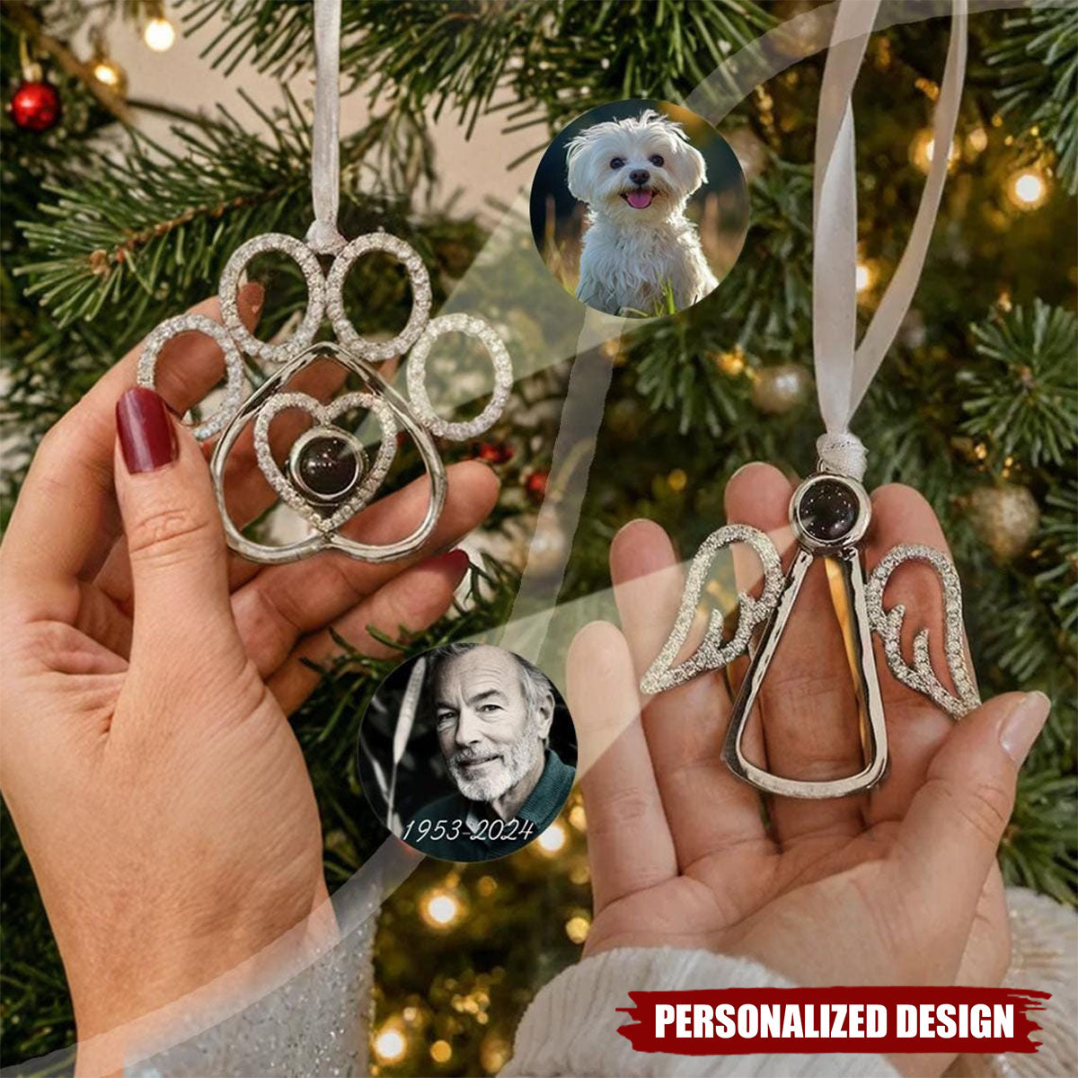 Personalized Pet Photo Projection Ornament for Christmas