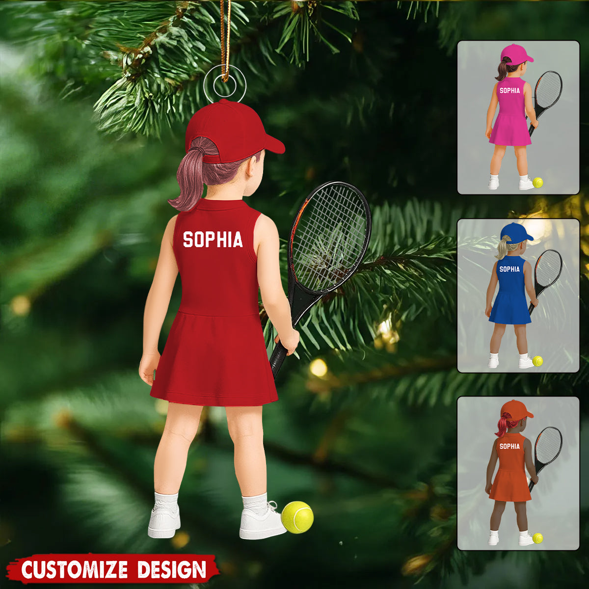 Personalized Kid Tennis Player Ornament - Gift for Kids
