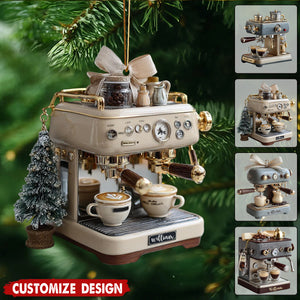 Personalized Mini Espresso Machine Ornament - Gift For Coffee Lovers