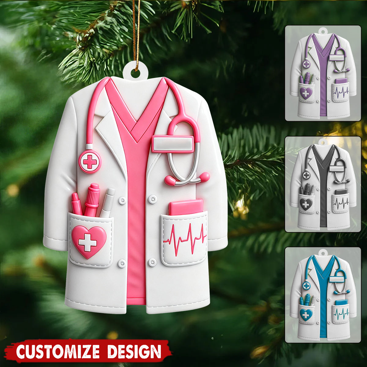 Custom Nurses Acrylic Christmas Ornament, Doctor Christmas Ornament, Healthcare Workers Gift, RN Gift, New Nurse Ornament