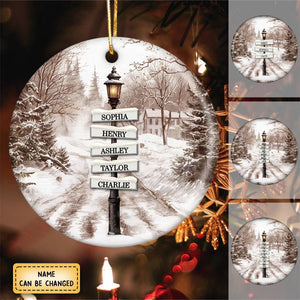 2024 New Release - Vintage Christmas Signpost Family Personalized Ceramic Ornament