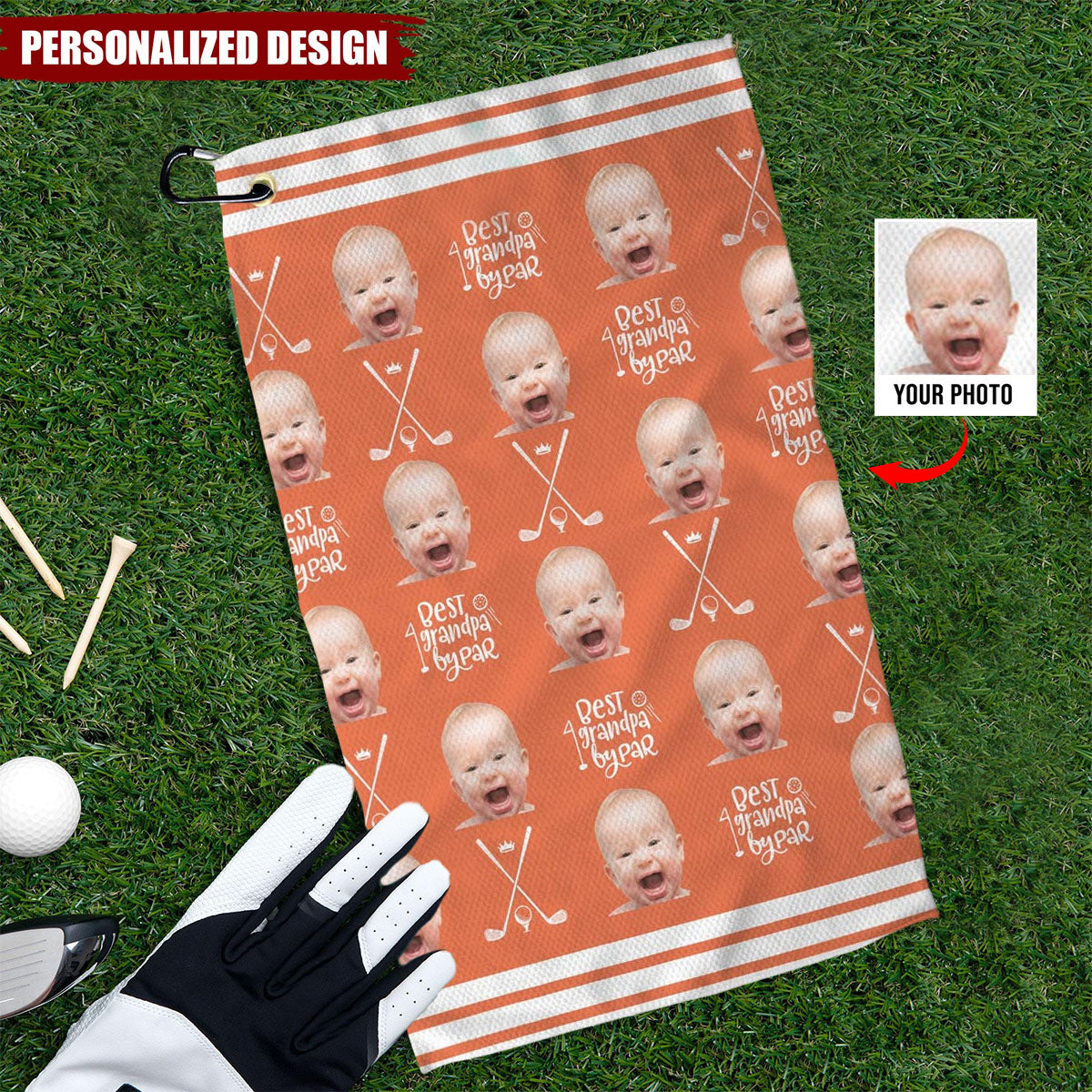 Personalized Golf Towel With Photo-Father's Day Golf Gift
