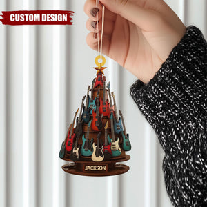 Personalized Electric Guitar 2D Flat Ornament, Guitar Christmas Ornament, Guitar Xmas Decor, Christmas Gift for Music Lovers, Guitar Players