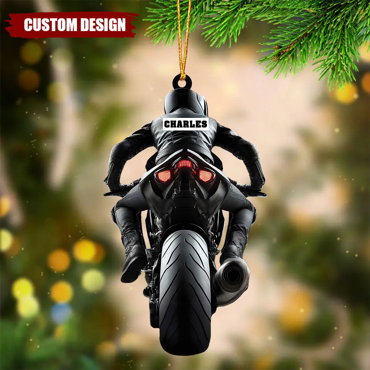 Custom Name Motorcycle Rider Ornament, Christmas Gift Decoration