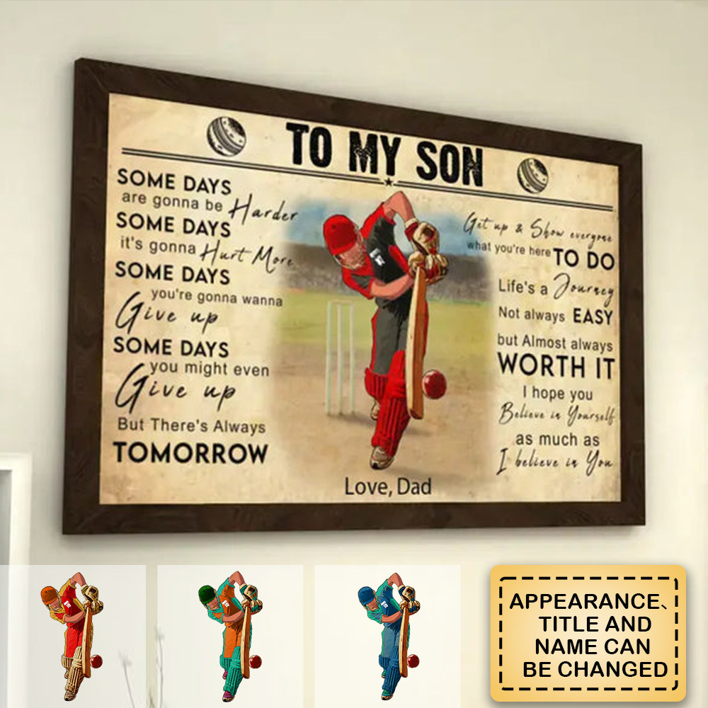 Custom Personalized To My Son Cricket Poster, Gifts For Son, Cricket Gifts, Gifts For Cricket Players