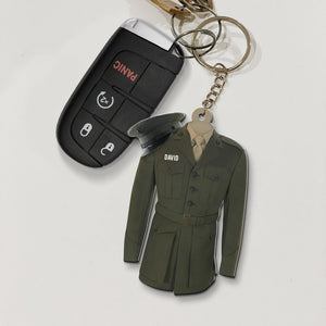 Navy - Air Force - Army - Marine Uniform On A Clothes Hanger- Personalized Keychain