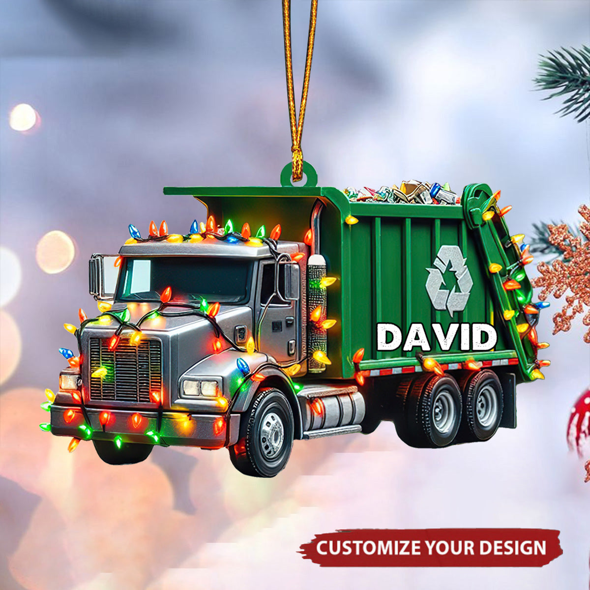 Personalized Garbage Truck Christmas Ornament - 2024 New Release