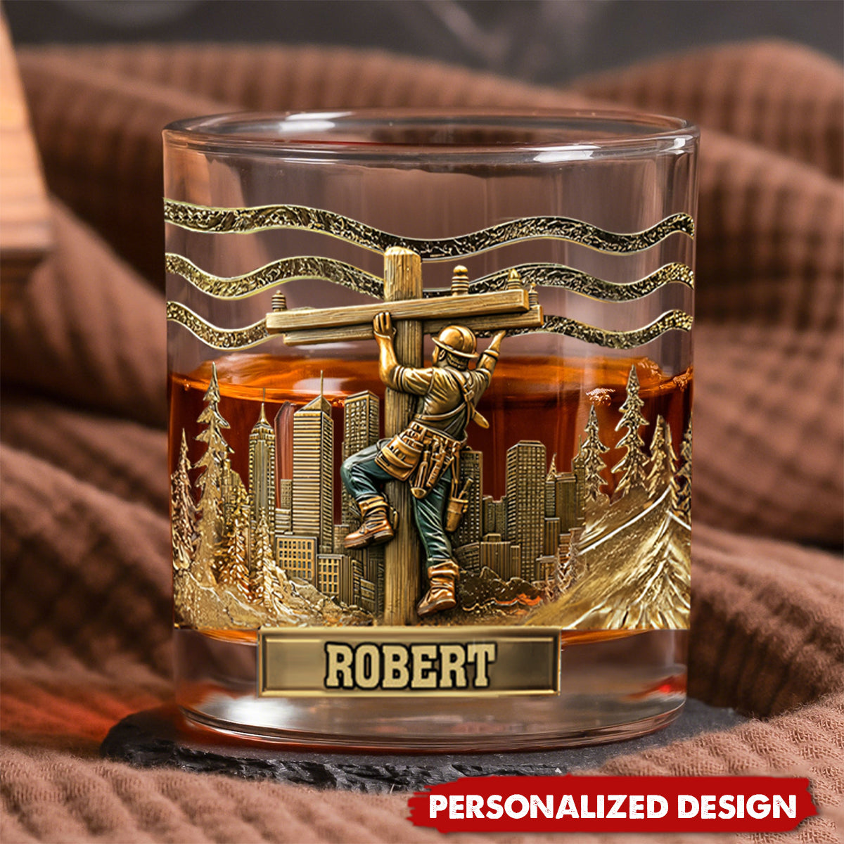 Lineman Legacy Glass-Personalized Lineman Whiskey Glass