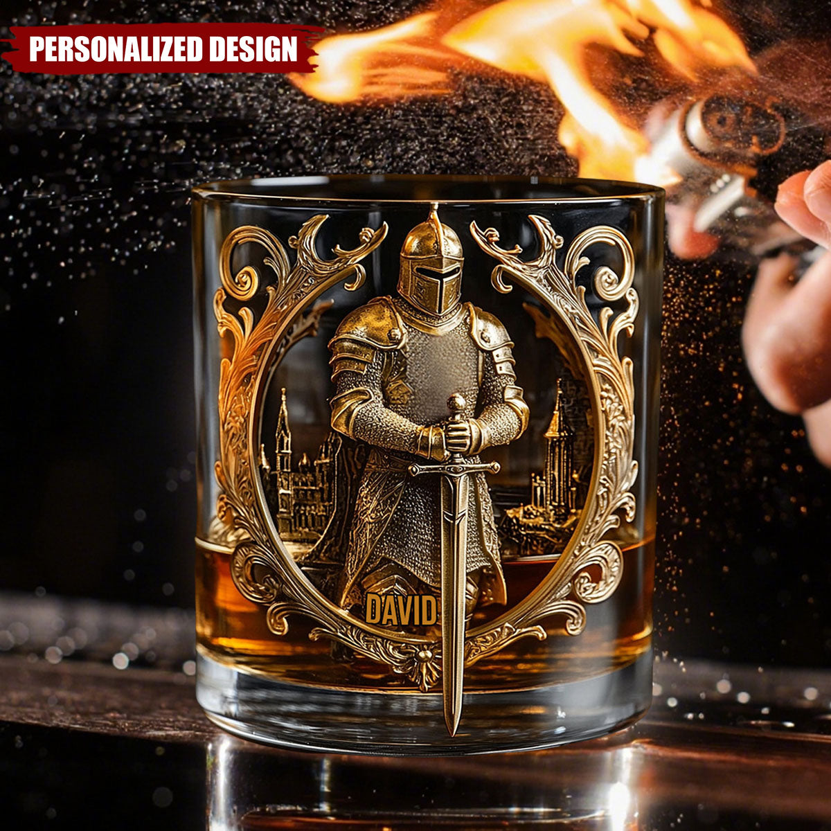 Knight Of God-Personalized Whiskey Glass