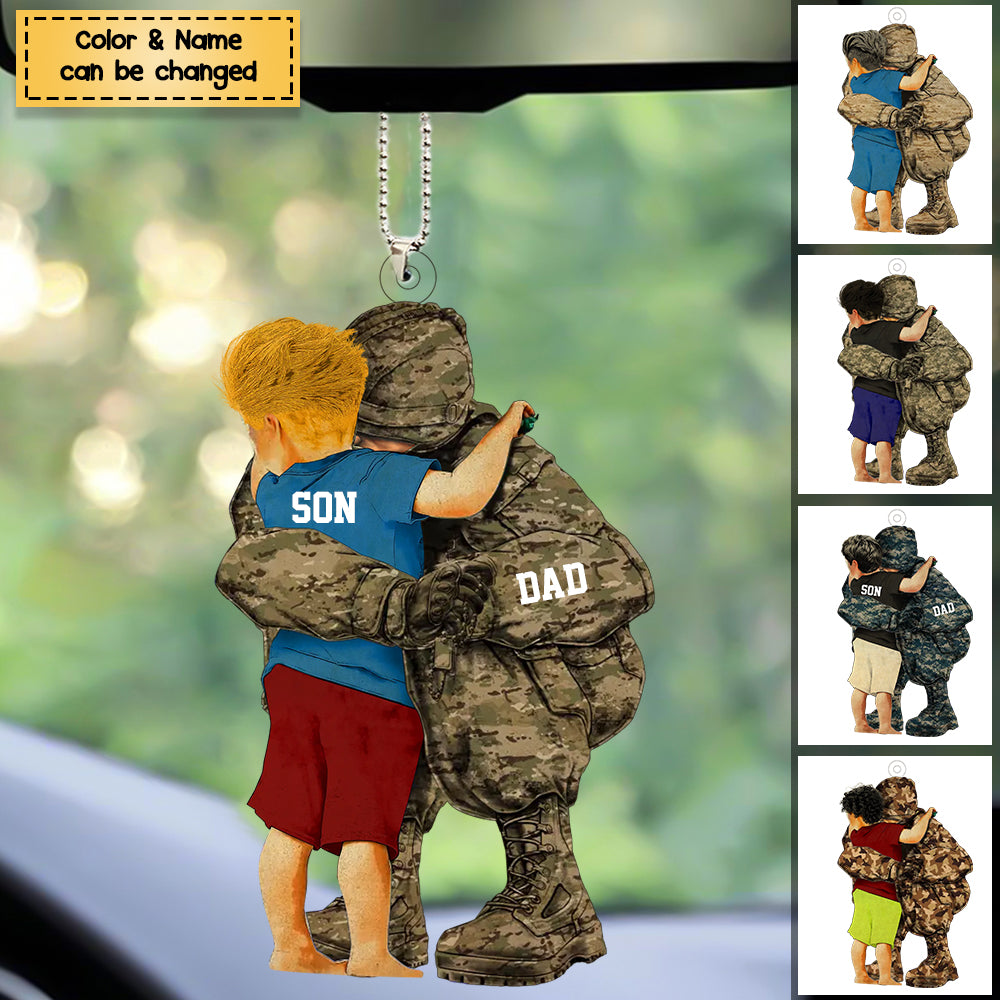Personalized Military Dad & Son, Army Dad, Veteran Dad Acrylic Ornament
