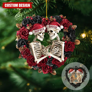 Personalized Skeleton Couple Acrylic Christmas Ornament -  Gifts For Lovers