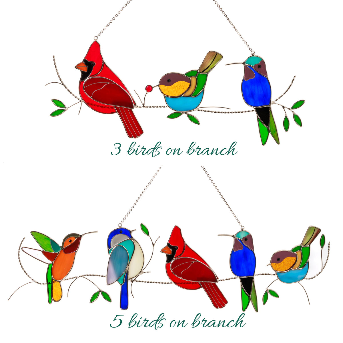 Stained Glass Humming Birds Suncatcher - Gift For Bird Lovers
