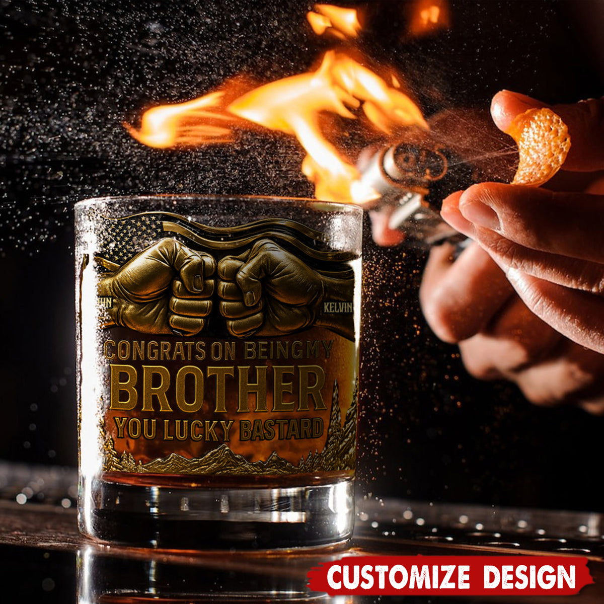 Congrat On Being My Brother - Personalized Sibling Whiskey Glass
