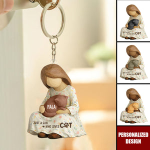 Just A Girl Who Loves Cats-Personalized Cat Lovers Keychain
