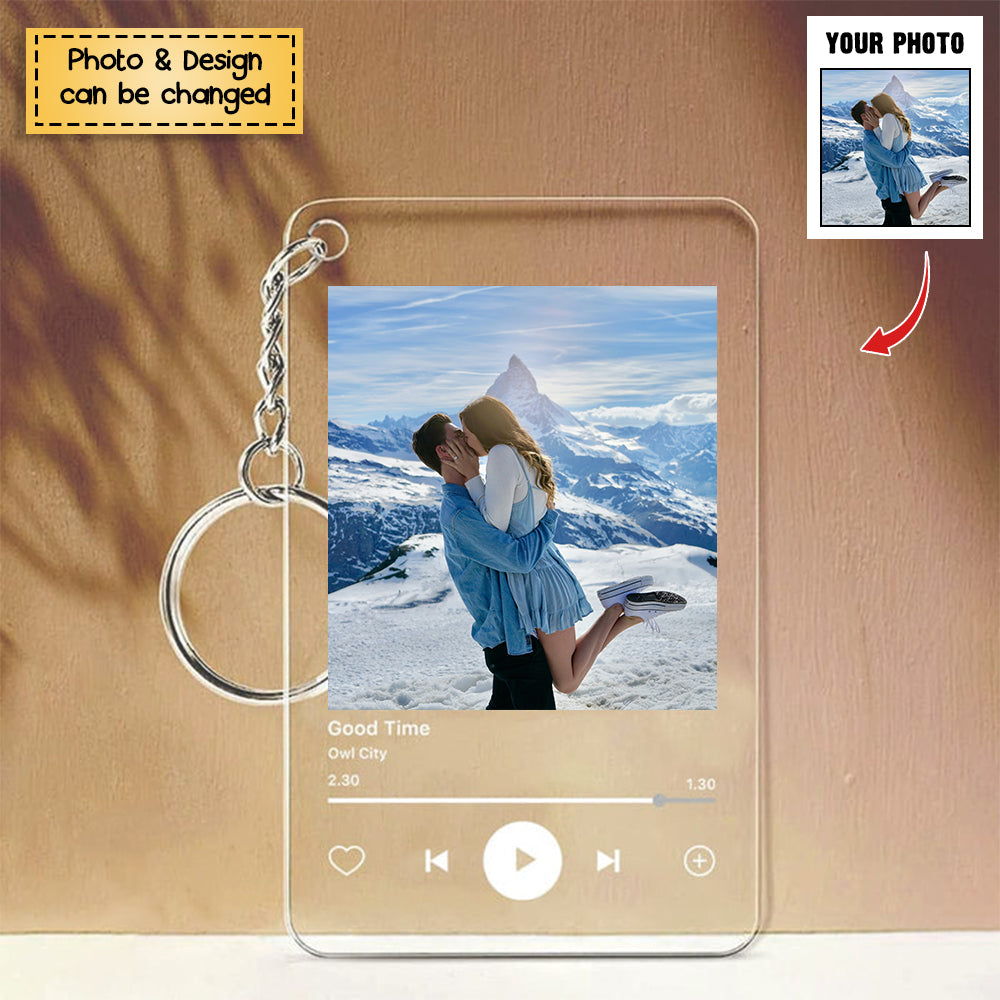 Custom Photo Create Your Own Music Art Song Valentine Personalized Acrylic Keychain