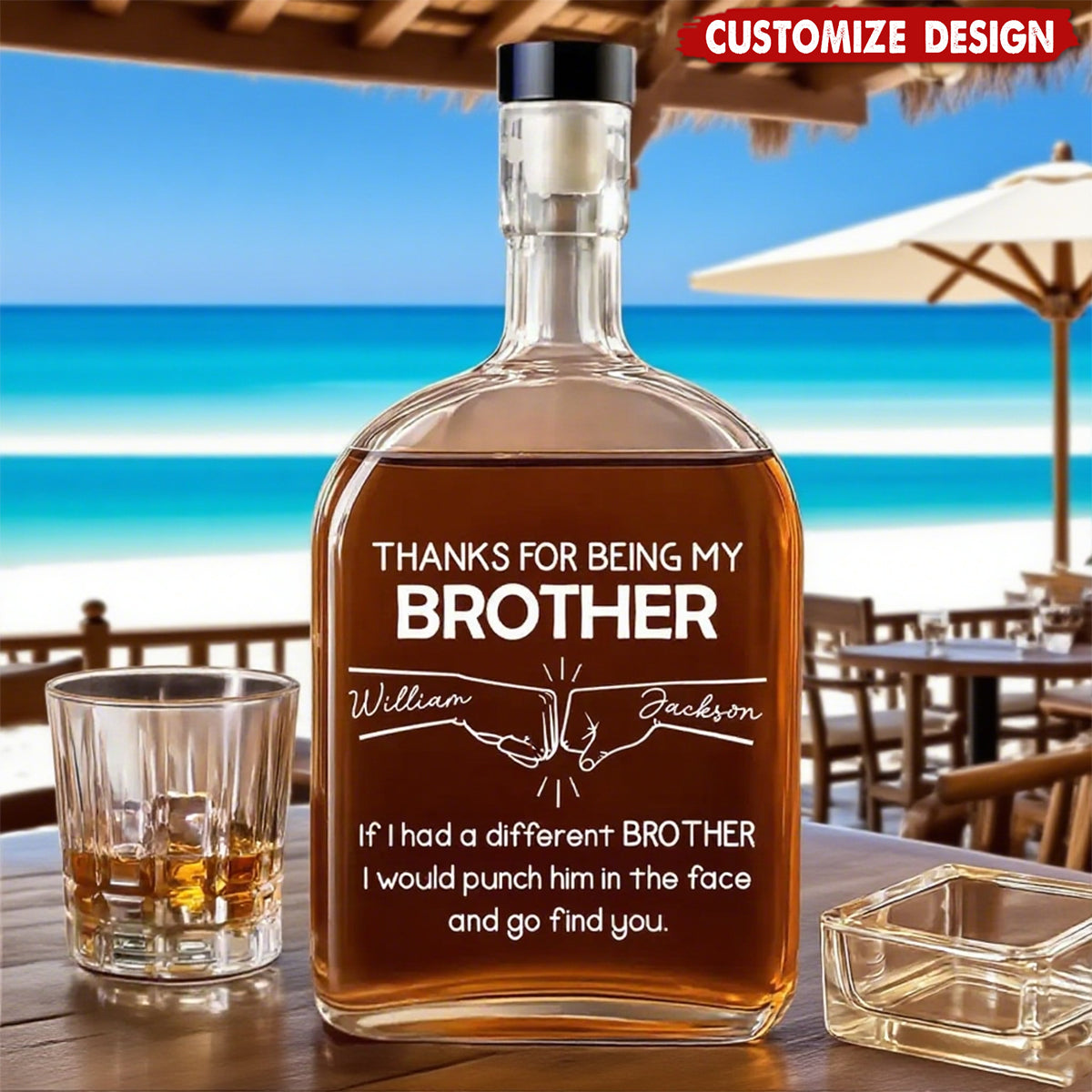 Thanks For Being My Brother - Personalized Spirits Decanter