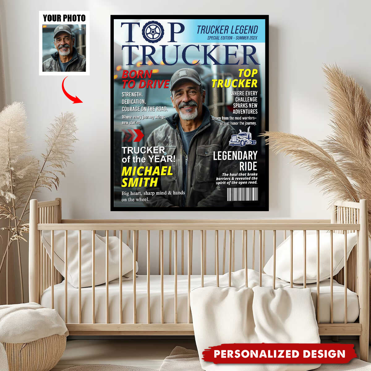 Personalized Trucker Magazine Cover, Custom Trucker Gift, Unique Trucker Retirement or Birthday Gift, Truck Lover Gift