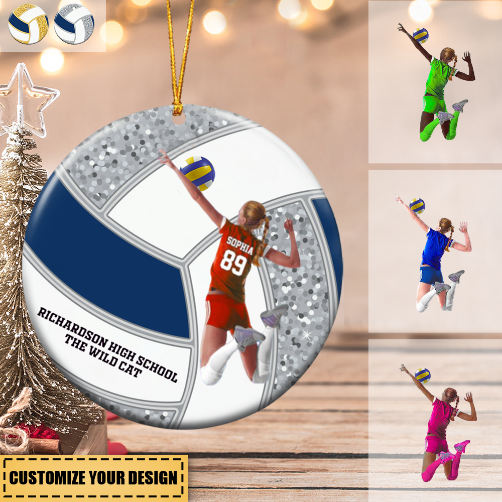 Volleyball-Personalized Ceramic Circle Ornament-Christmas Gift-Gift For Volleyball Lovers