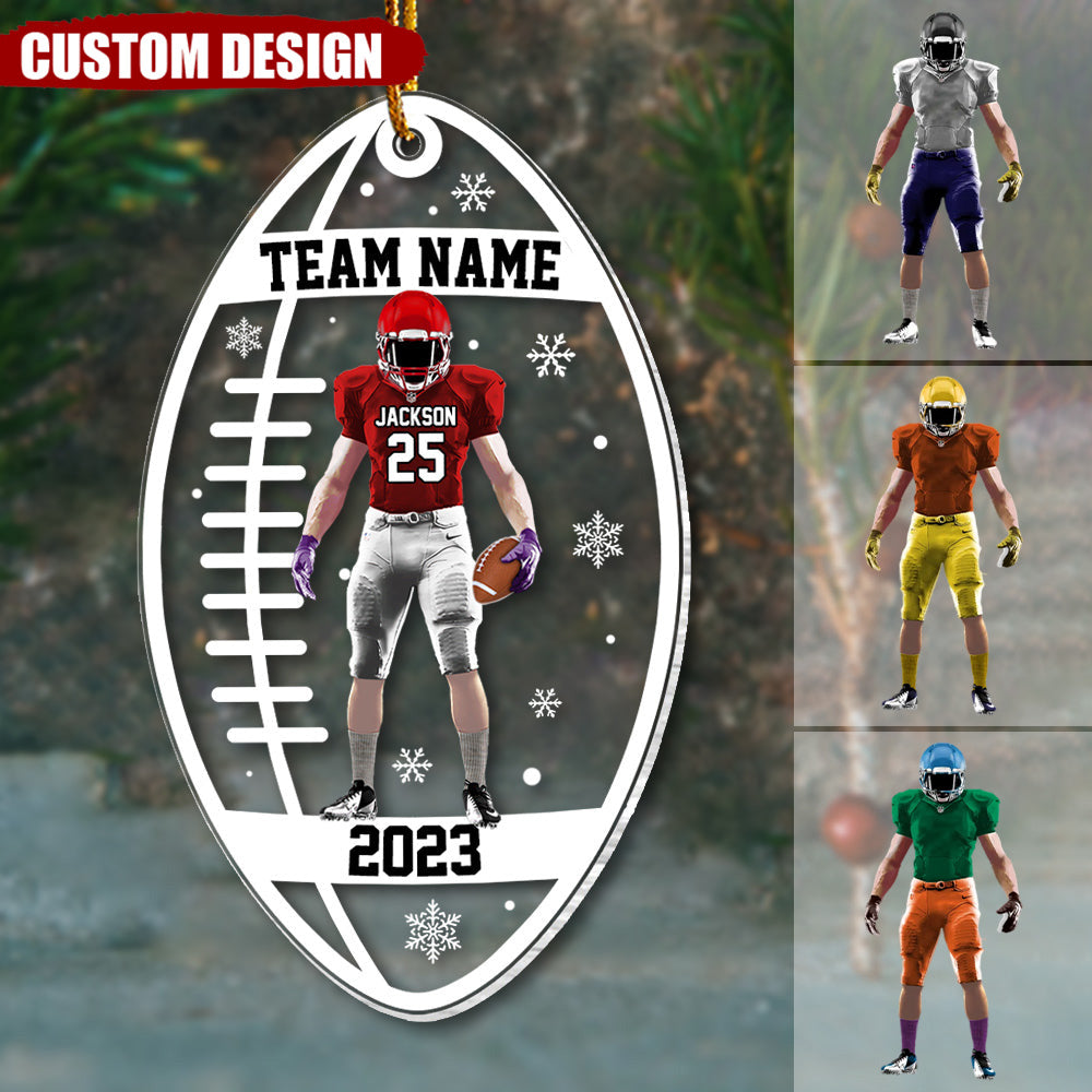 Christmas Football Acrylic Ornament - Gift For Football Lovers