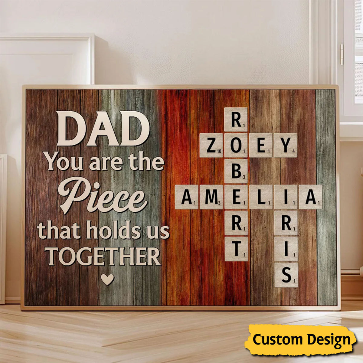Dad You Are The Piece Crossword Puzzle Art Rustic Personalized Poster, Gift For Dad