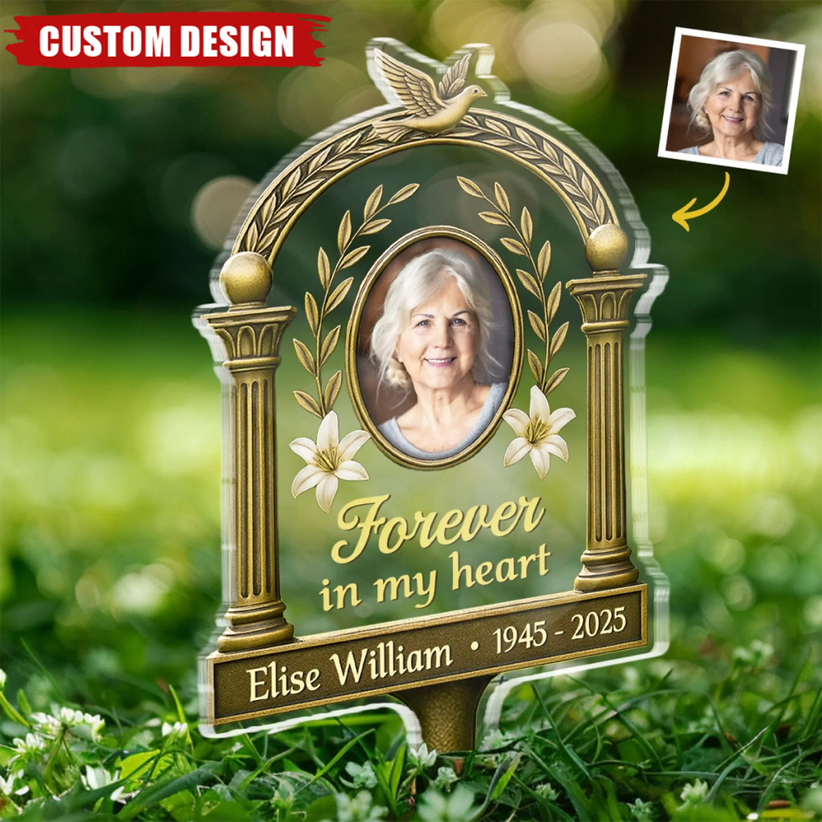 Carried In My Heart - Memorial Personalized Acrylic Garden Stake - Sympathy Gift For Family Members