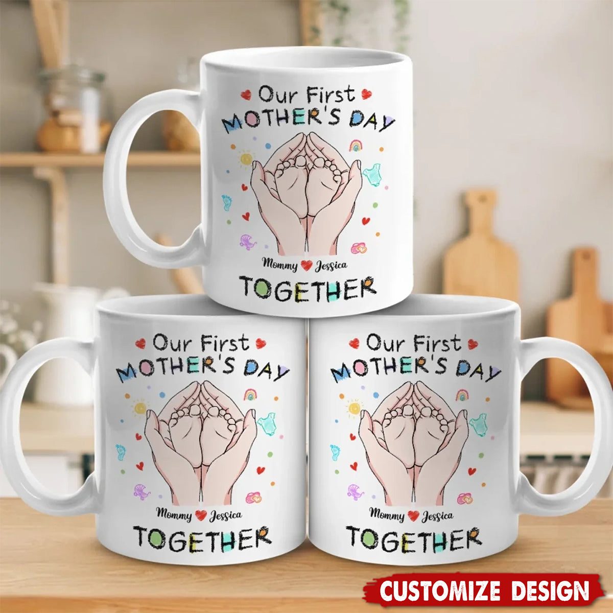 Tiny Toes, Big Love - Family Personalized Mug - First Mother's Day Gift For Mom