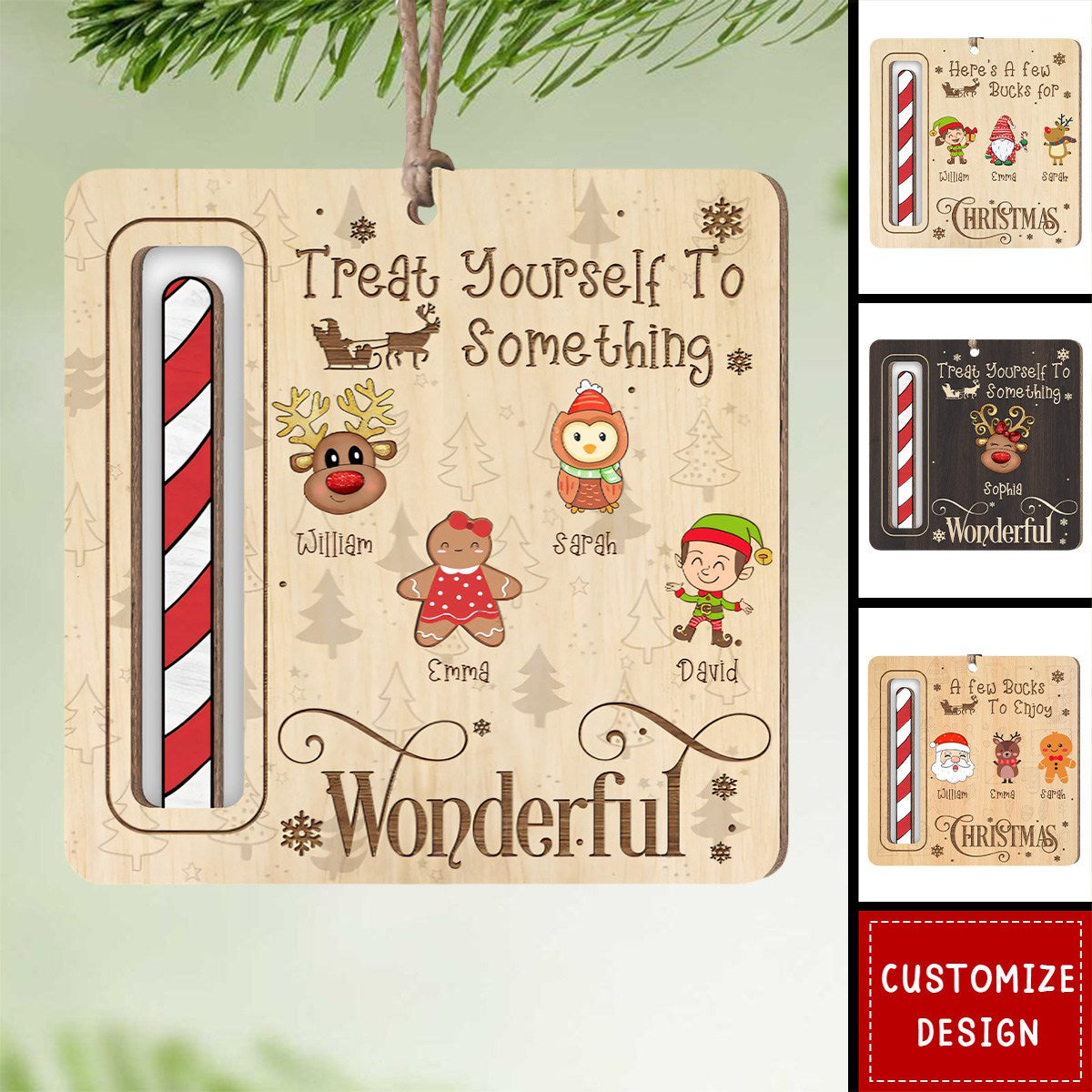 Here's A Few Bucks For Christmas - Personalized Family Wooden Ornament - 2024 New Release