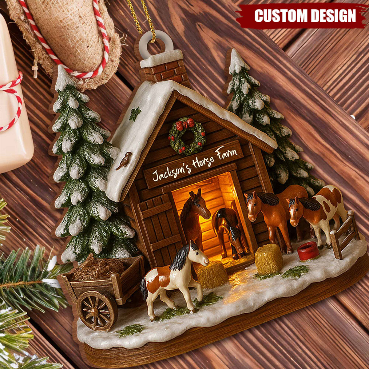Customize Your Own Charming Horse Farm Ornament,Personalized Wood Ornament,Gift For Horse Lovers