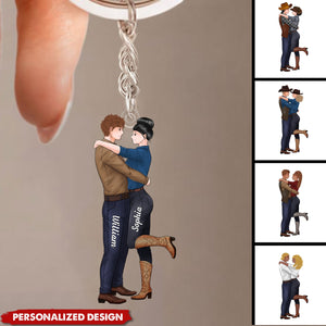 To My Wife Meeting You Was Fate-Personalized Couple Cowboy Keychain