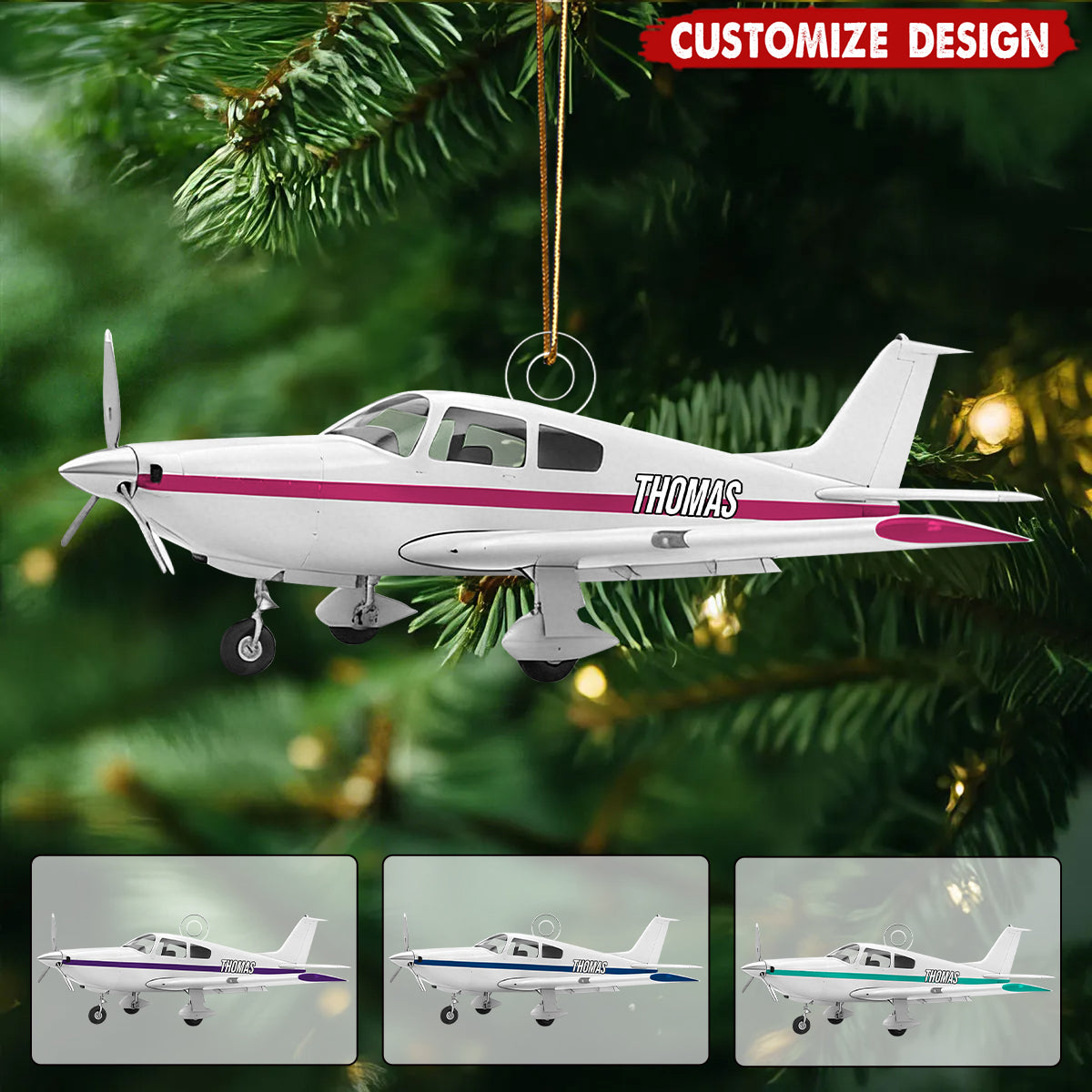 Personalized Airplane Christmas Ornament  - Gift For Aviation Lover
