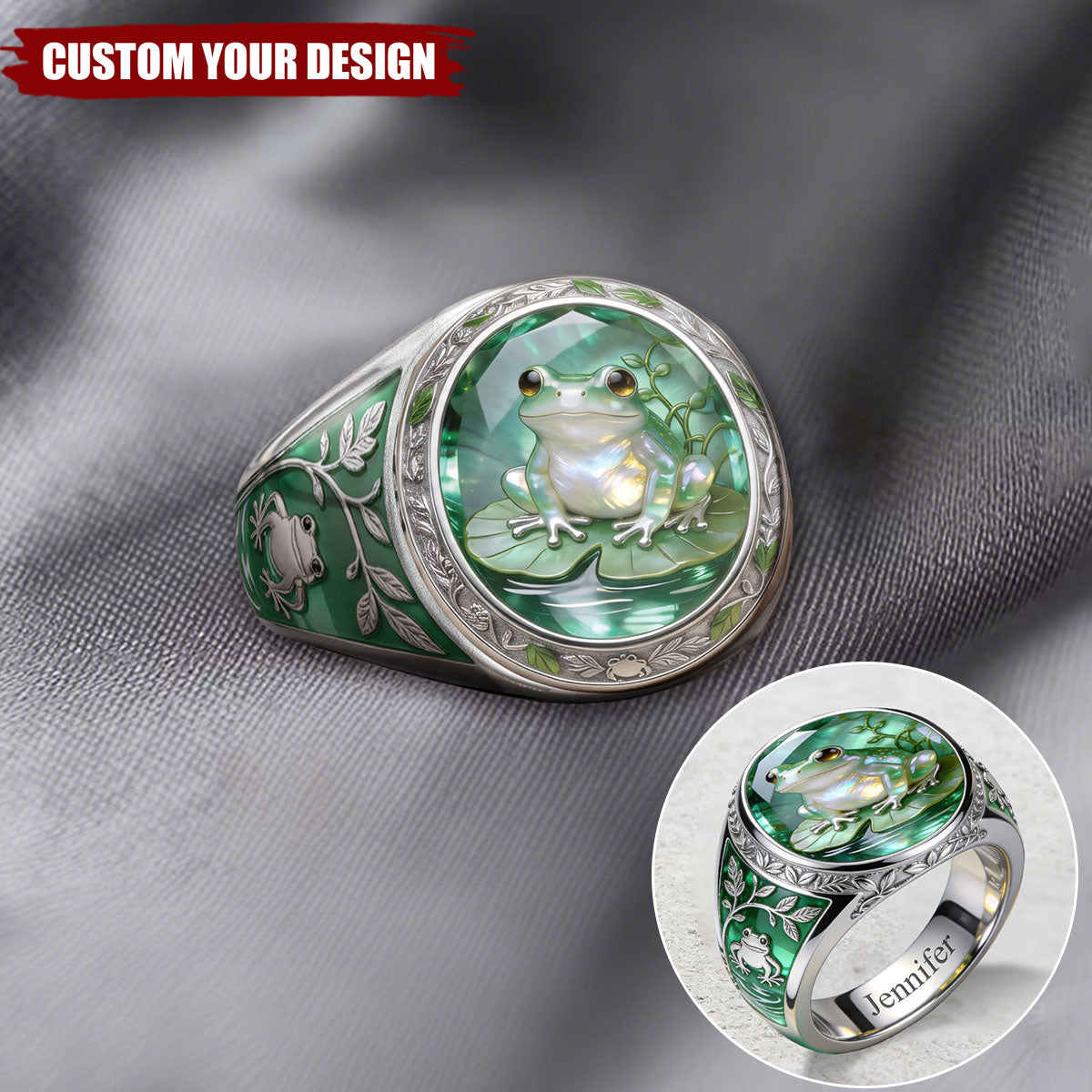 Just A Girl Who Loves Frog - Personalized Frog Signet Ring