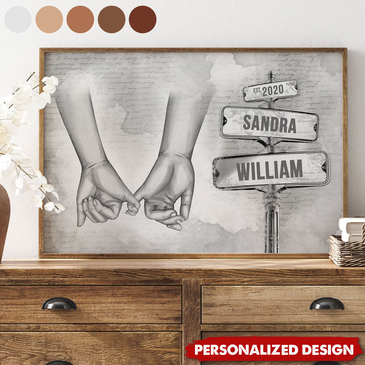 Vintage Couple Hands Pinky Promise-Personalized Post-Valentine's Day Gift Anniversary Gift for Couples