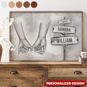 Vintage Couple Hands Pinky Promise-Personalized Post-Valentine's Day Gift Anniversary Gift for Couples