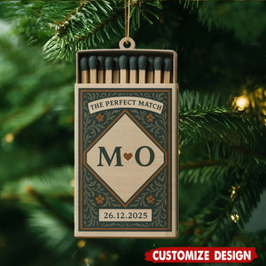 Personalized Matchbox Ornament – Custom Initials and Date Hanging Decoration