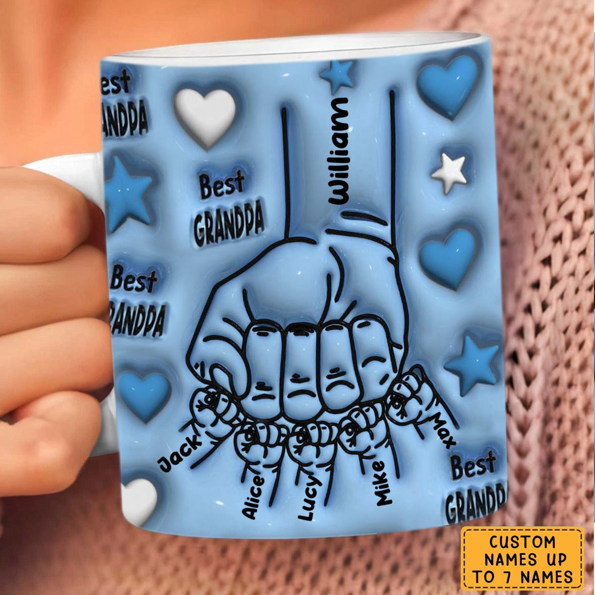 Best Dad/Grandpa - Personalized 3D Inflated Effect Mug - Gift For Cat Dad/Grandpa