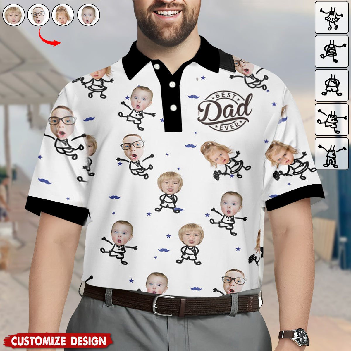 Best Dad Ever Gift For Dad, Grandpa - Personalized Photo Polo Shirt