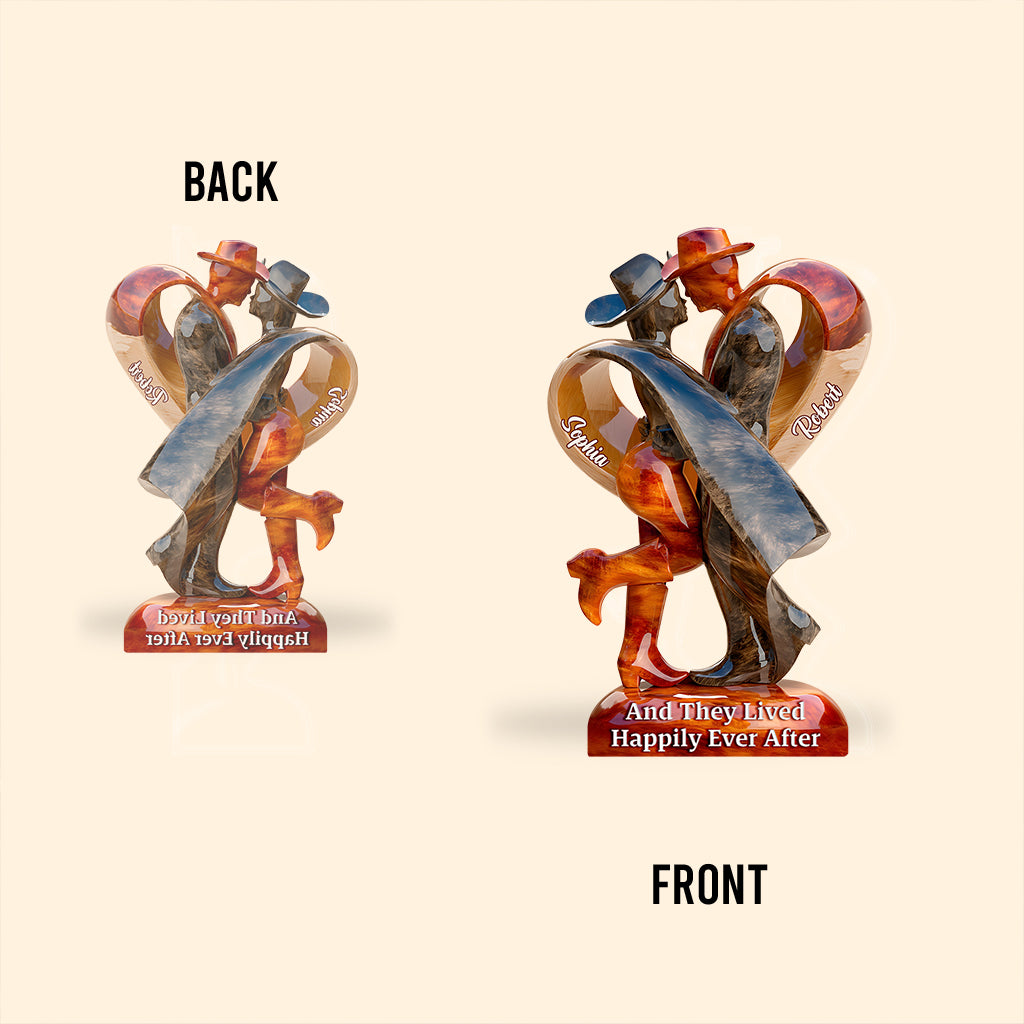 And They Lived Happily Ever After - Personalized Cowgirl Cowboy Couple Acrylic Plaque