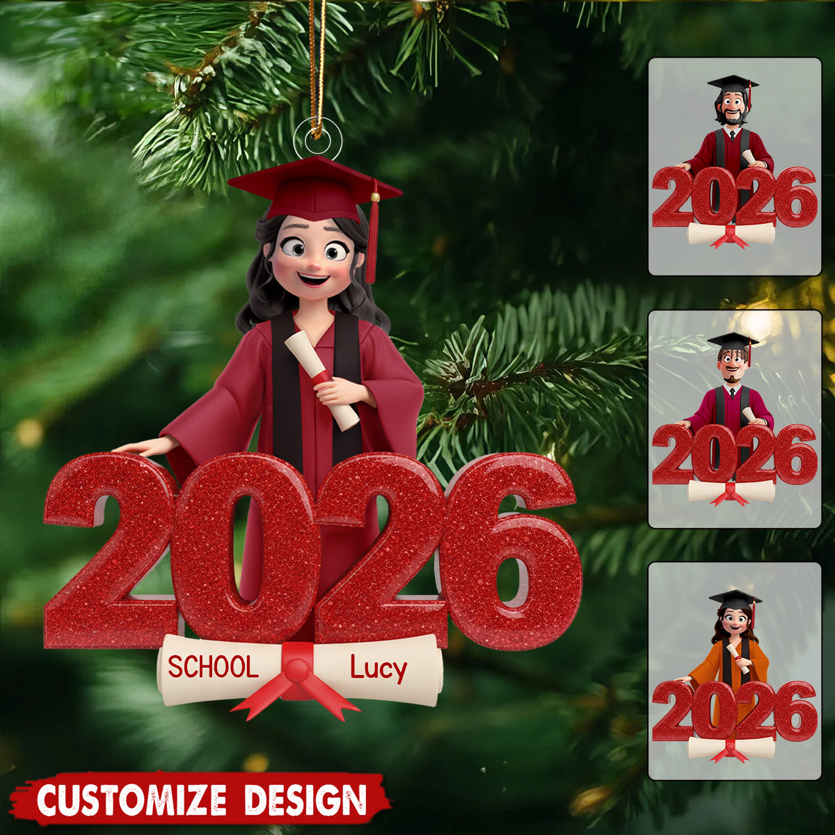 Personalize Graduate Christmas Ornament - Gifts For Graduates
