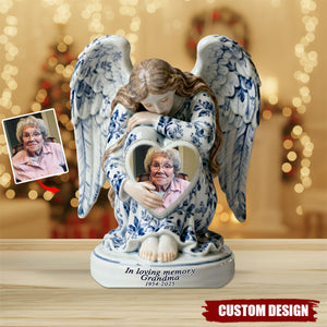 In Loving Memory Toile De Jouy Angel - Personalized Memorial Acrylic Plaque