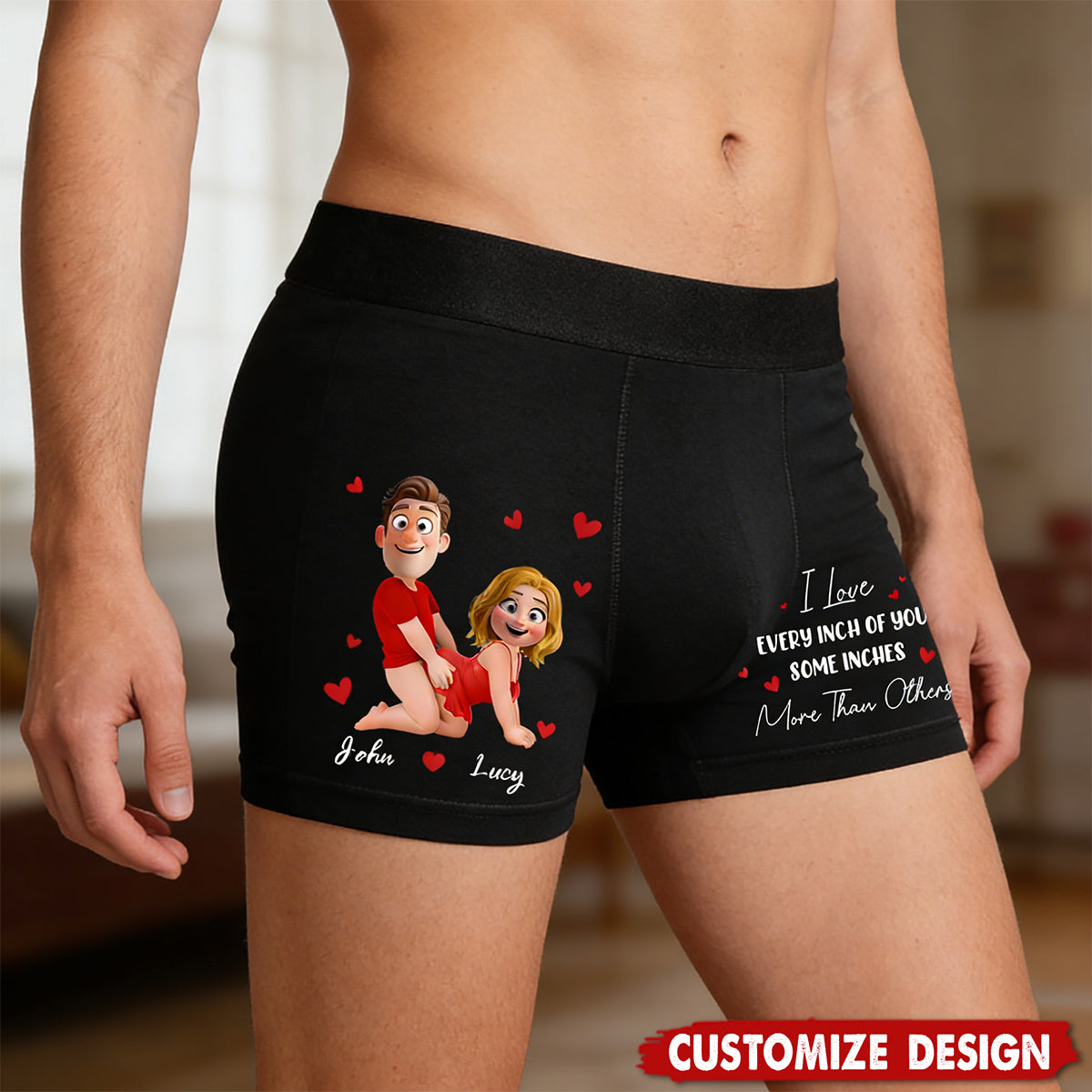 I Love Every Inch Of You Some Inches More Than Others - Personalized Men's Boxer Briefs - Fun Gift For Husband,Couple