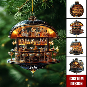 Personalized Luxury Miniature Bar Christmas Ornament -  Whiskey Bottle Decoration For Men