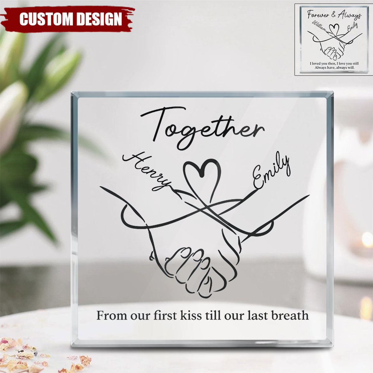 Custom Square Shaped Acrylic Plaque - Personalized Anniversary Wedding Gifts For Husband And Wife, Him And Her - Love Grows With You