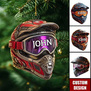 Personalized Motocross Helmet Christmas Ornament - Gift For Riders