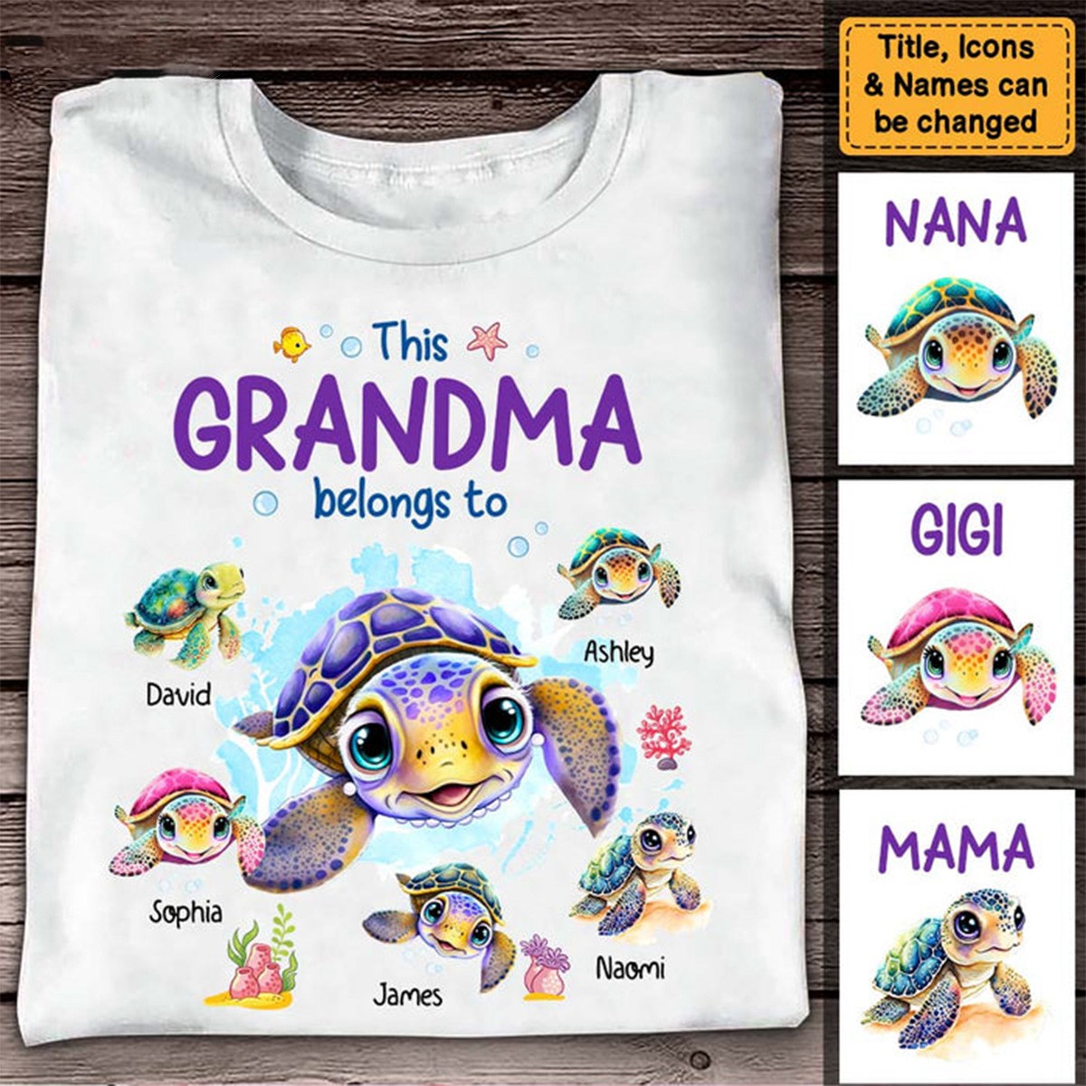 Personalized Turtle Grandma And Kids T-Shirt - Mother's Day Gift