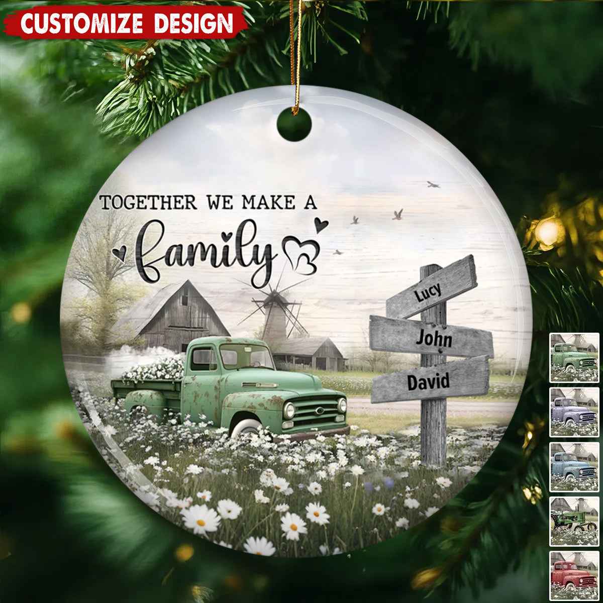 Personalized Farmhouse Old Truck Christmas Ornament - Gift For Family