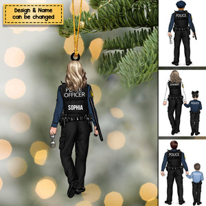 Police Family - Personalized Police Officer Acrylic Christmas / Car Hanging Ornament