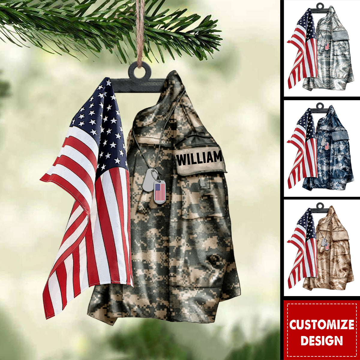 2025 New Release U.S Airforce/Navy/Army Hanging Ornament Christmas-Personalized Acrylic Ornament