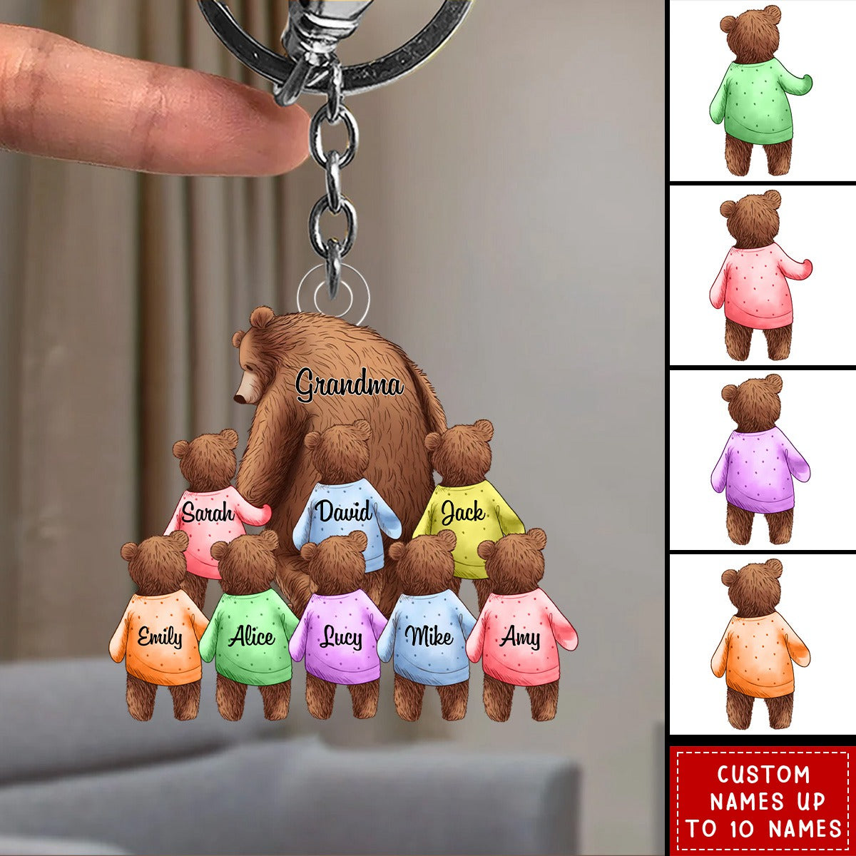 Happy Father‘s Day/Mother's Day To Amazing Daddy/Grandpa/ Mom/Grandma Bear Personalized Acrylic Keychain