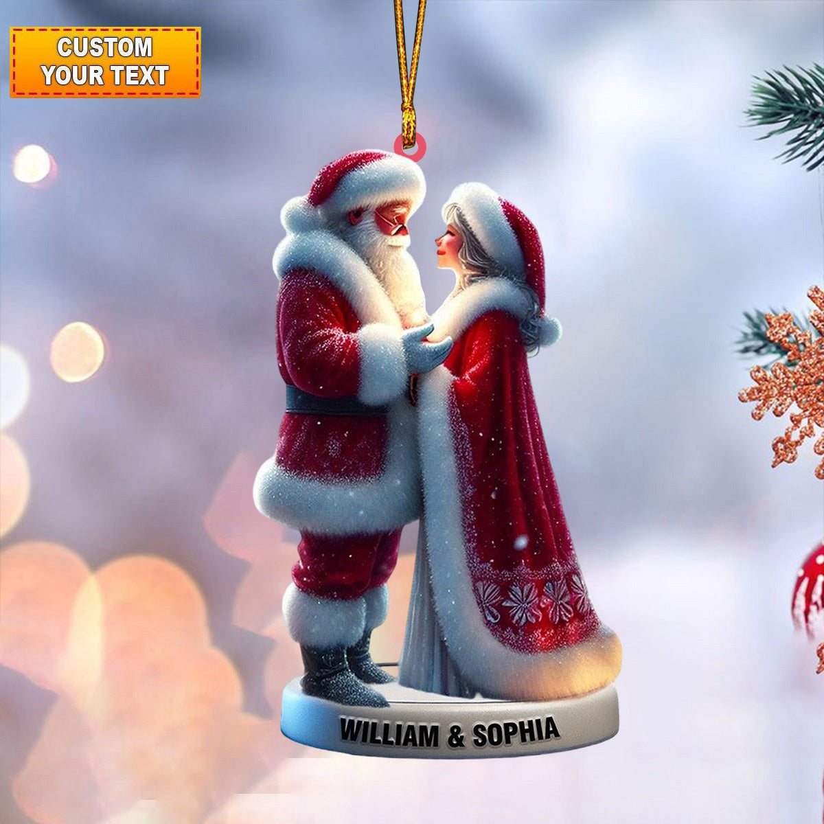 Personalized Santa and Mrs. Claus Christmas Ornament - Gift For couple