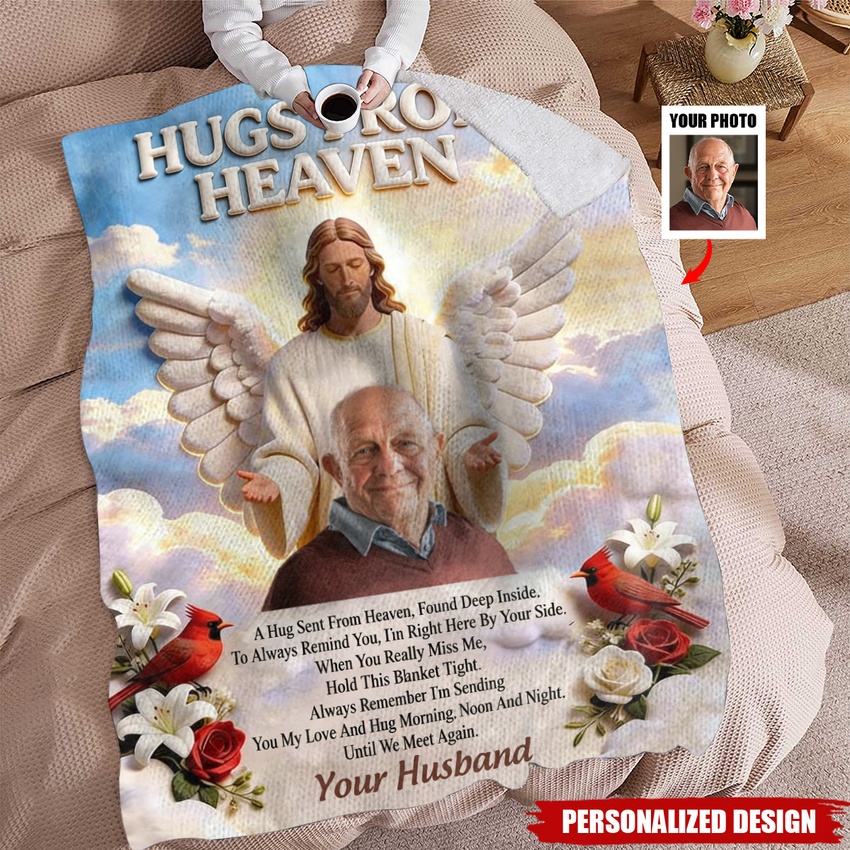 Memorial Gift, Hugs From Heaven-Personalized Memorial Blanket